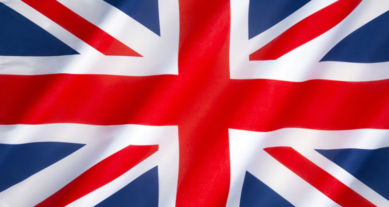 A close up of the british flag.