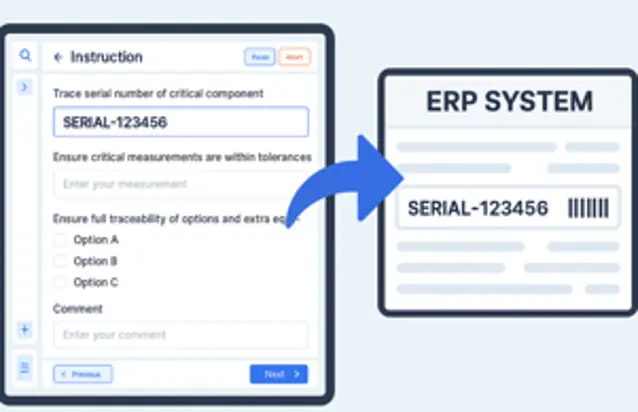En dataskjerm med et skilt der det står «ERP-system».