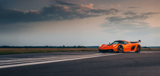 An orange Koenigsegg hyper car called Jesko