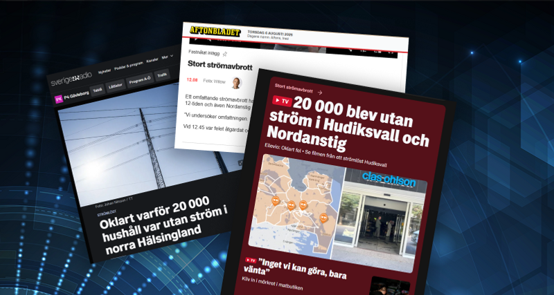 Artiklar kring det stora strömavbrottet som berörde Hudiksvall 26 08 06