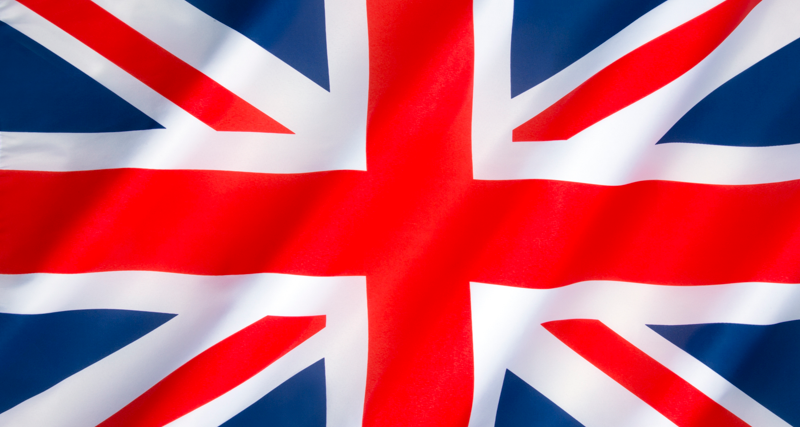 A close up of the british flag.