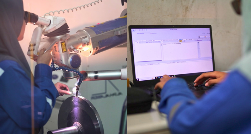 Proses laser welding presisi PT Bumi Cahaya Unggul tercatat melalui Monitor ERP