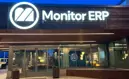 A sign of Monitor ERP on the side of the Monitor ERP headcourter in Sweden, Hudiksvall