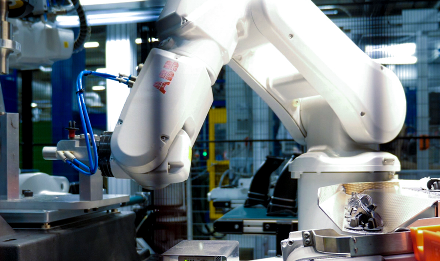 A robot that is standing in a room.