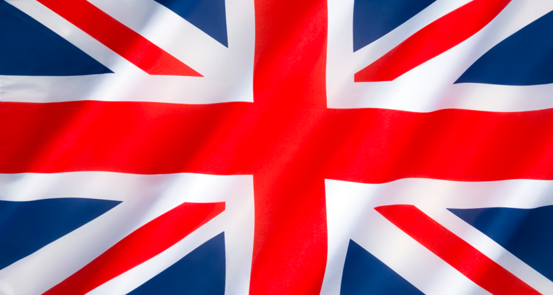 A close up of the british flag.