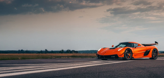 An orange Koenigsegg hyper car called Jesko