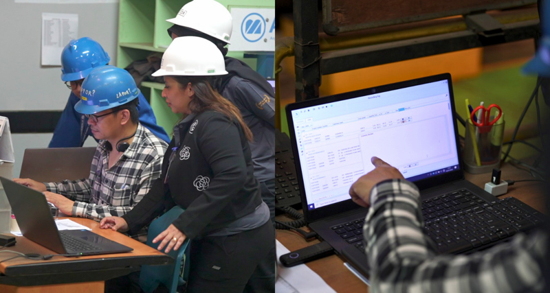 Tim PT Bumi Cahaya Unggul meninjau laporan produksi shop floor di Monitor ERP