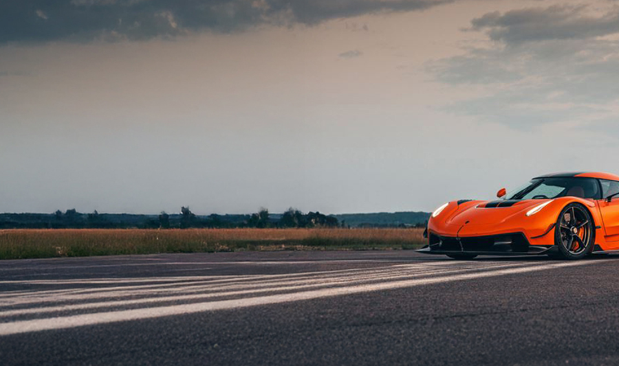 An orange Koenigsegg hyper car called Jesko