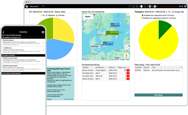 Desktop och mobil mockup - Infobric Workorder
