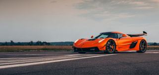 An orange Koenigsegg hyper car called Jesko