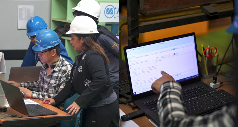 Tim PT Bumi Cahaya Unggul meninjau laporan produksi shop floor di Monitor ERP