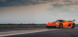 An orange Koenigsegg hyper car called Jesko