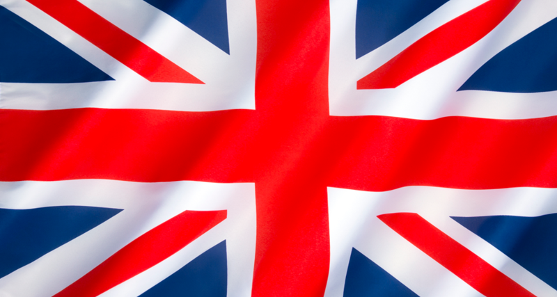 A close up of the british flag.