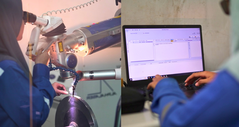 Proses laser welding presisi PT Bumi Cahaya Unggul tercatat melalui Monitor ERP