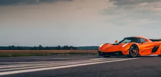An orange Koenigsegg hyper car called Jesko
