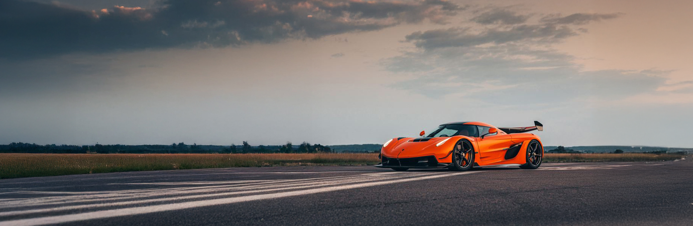 An orange Koenigsegg hyper car called Jesko