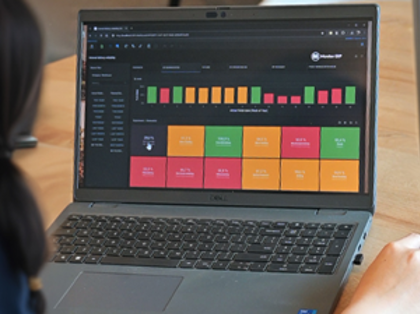 Monitor ERP Business Intelligence displaying  on a laptop screen.