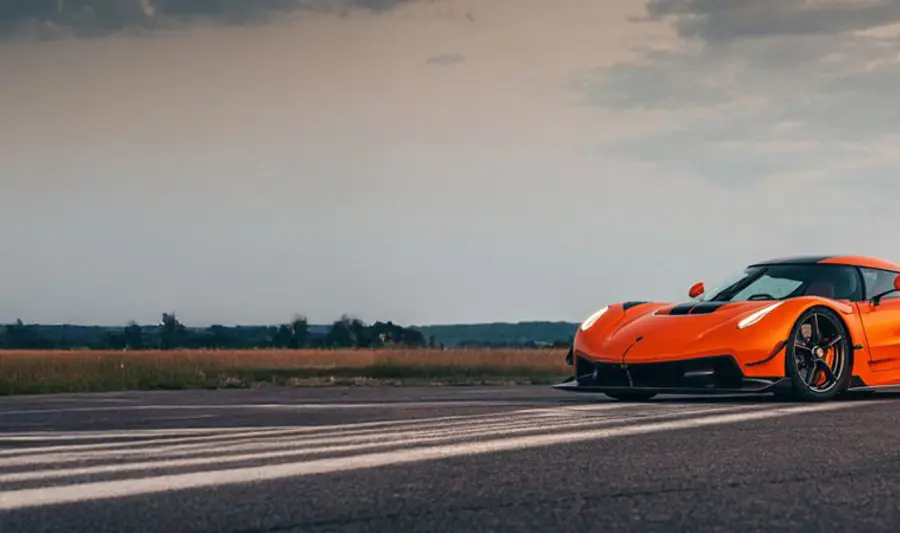 An orange Koenigsegg hyper car called Jesko